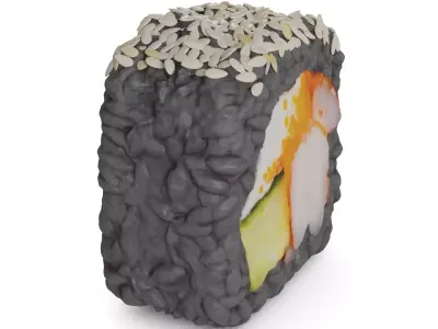 Sushi Tiger shrimp masago caviar cucumber cream sesame seeds 3D model