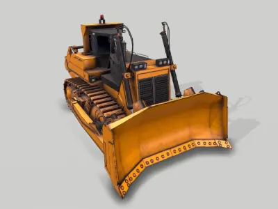 Old Industrial Vehicle Dozer Low-poly 3D model