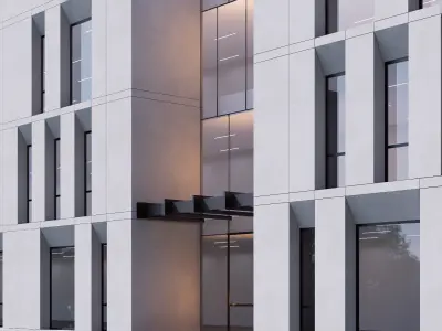 commercial building Low-poly 3D model 6