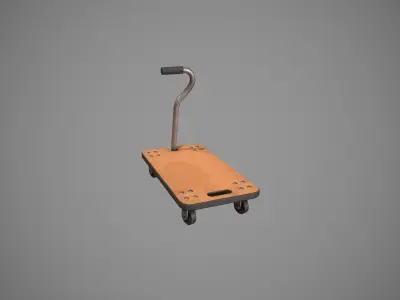 Transport Trolley - Wood Low-poly 3D model