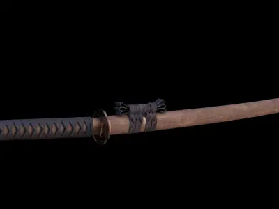 Katana samurai sword Low-poly 3D model 14