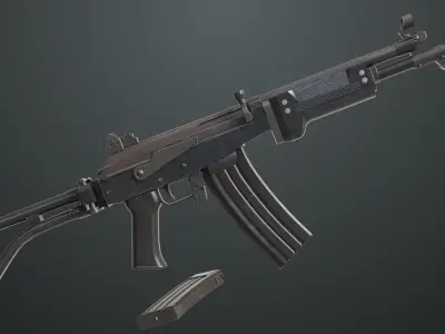 Machine Gun 13 Metal All PBR Unity UE Textures Low-poly 3D model