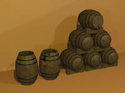 Industrial Barrels and Fuel Canisters Pack Low-poly 3D model