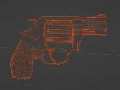 Hand made old revolver game ready 3D model