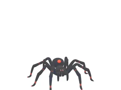 Black Widow Spider 3D Model Jointed Legs Shiny 3D model