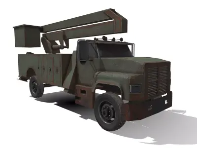 trucK military with crane on top 3D model