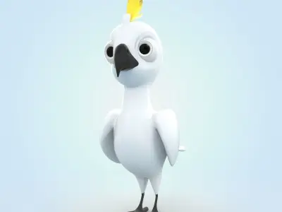 Yellow Crested Cockatoo 3D model