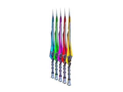 a set of cutting weapons Low-poly 3D model 7