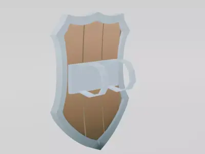 Wooden Shield 3D Model Low Poly RPG Fantasy Asset 3D model