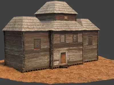 Medieval House Low-poly 3D model 10