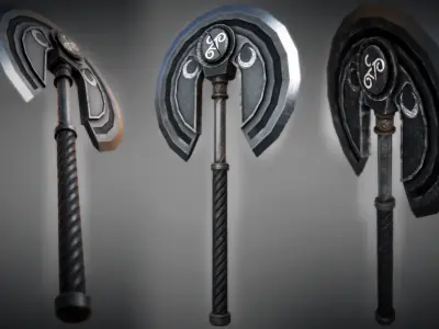 Metal Moon Axe 01 Low-poly 3D model