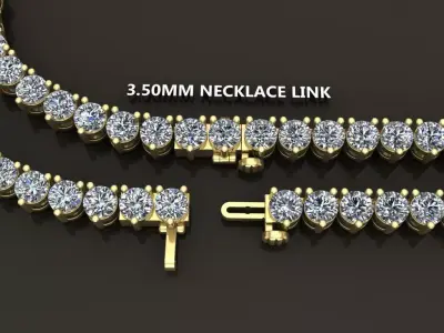 3-PRONG TENNIS DIAMOND NECKLACE LINK 3MM50 3D print model