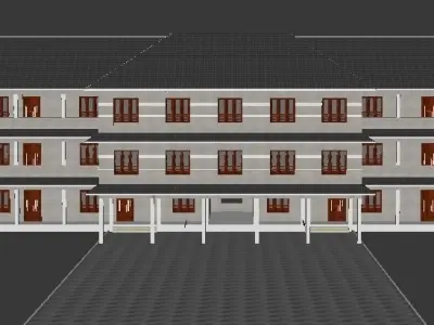 SCHOOL three story building 3D model
