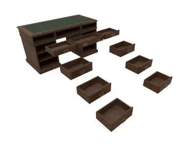 Vintage Desk Low-poly 3D model