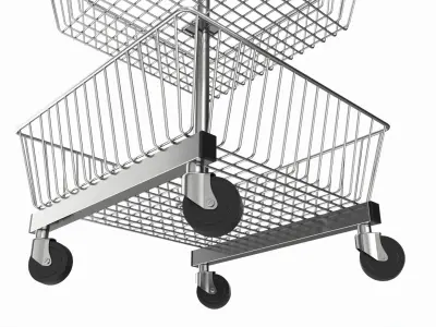 Store Wire Square Baskets 3-tier on Wheels 3D model