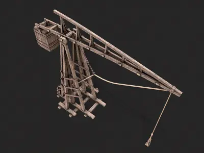 Medieval Siege Trebuchet 3 Low-poly 3D model