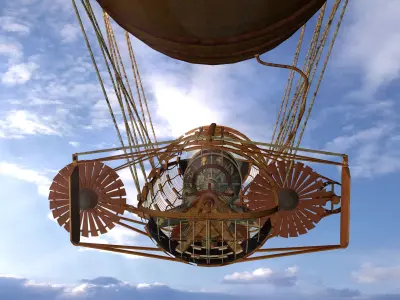 Air Balloon Ship Low-poly 3D model