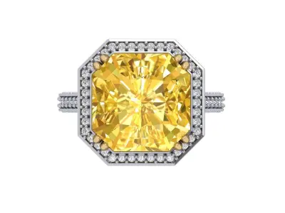 Asscher Art Deco Ring 3D print model 4