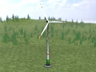 Wind turbine E1 H-160 RD 138m Animation and Foundation Low-poly 3D model
