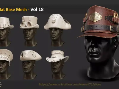 20 Hat Base Mesh - Vol 18 Low-poly 3D model