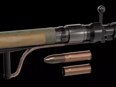 recoilless rifle prototype Carl Gustaf 37mm Low-poly 3D model