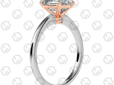 Ring 153 Emerald shape with hidden signature diamond both side 3D print model