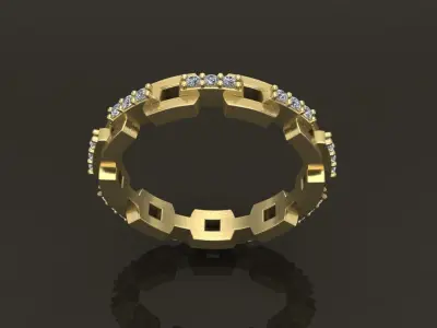 Hermes Style Link Diamond Band Ring Size 9 3D print model