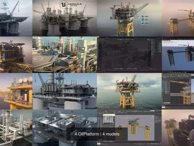 4 OilPlatform 3D Model Pack