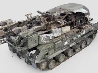 russian Buk missile system destroyed by Ukrainian army  3D model