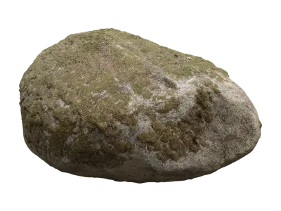  Cool Toned Round Mossy Smooth Large Rock Boulder Model 