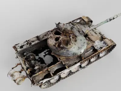 Russian T-72 tank destroyed by Ukrainian army 3D model buy