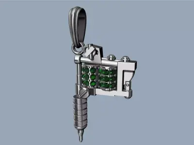 Tattoo Machine Pendant - Colgante Maquina de Tatuar 3D print model purchase