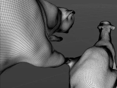 Statuette of a running dog Low-poly 3D model