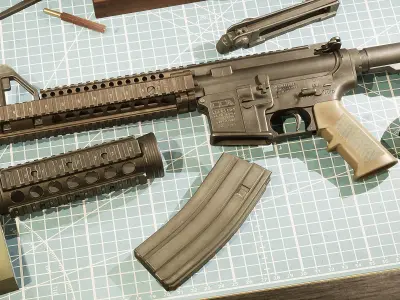 M4A1 - MK18 BLOCK II Low-poly 3D model