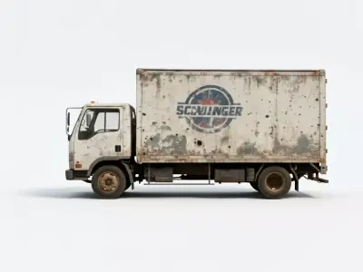 Wasteland Scavenger Weathered Box Truck 3D Model Low-poly 3D model
