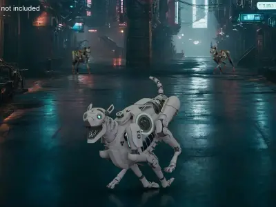 Running Futuristic Robotic Dog White 3D model