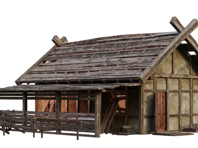 Old Medieval Building House 4K Textures GameReady 55 Low-poly 3D model