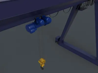 PBR Single Girder Gantry Crane V1 - BLUE DARK Low-poly 3D model
