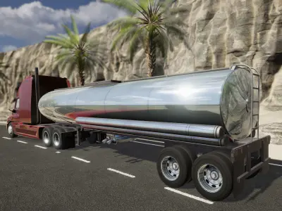Semi Truck Trailer 05 - Tanker Low-poly 3D model