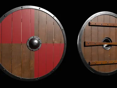 10 shields pack Low-poly 3D model