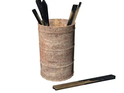 Metal barrel old PBR texture Low-poly 3D model