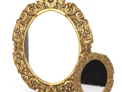 Antique Frame Mirror 3 Low-poly 3D model