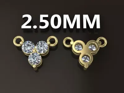 3 Stone Triangle Frame Solitaire Pendant 2mm50 3D print model
