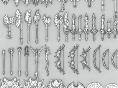 Fantasy arms set Low-poly 3D model