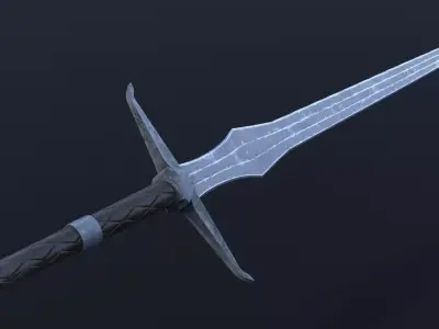 LowPoly Medieval TwoHanded Sword GameReady Weapon Low-poly 3D model