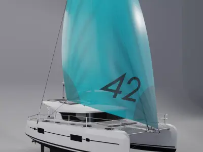 Lagoon 42 Catamaran 3D Model PBR Rendering 2025 3D model