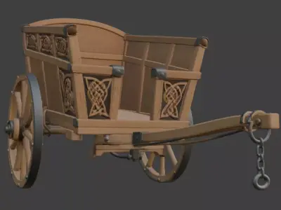 Ornate Wooden Carriage 3D Model 3D model buy