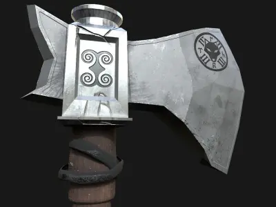 Turkic Battle Axe PBR Game Ready  Low-poly 3D model