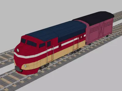 Stylized Train Pack - Toon Outline Low-poly 3D model