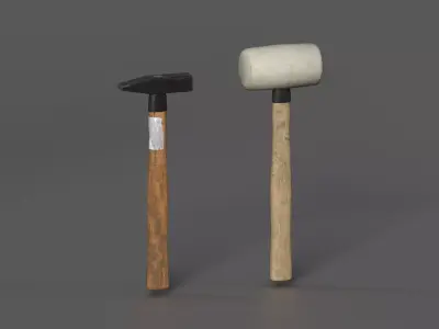 Locksmith and rubber hammer Low-poly 3D model